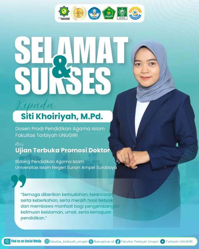 Selamat & Sukses Ujian Terbuka Promosi Doktor Dr. Siti Khoiriyah, M.Pd.