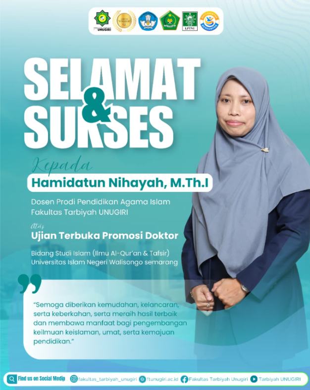 Selamat & Sukses Ujian Terbuka Promosi Doktor Dr. Hamidatun Nihayah, M.Thi